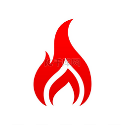火的标签图片_红色燃烧的火焰孤立的矢量图标火