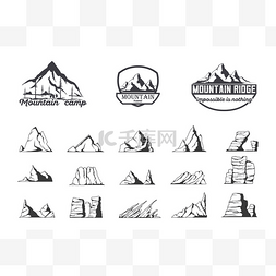 山 logo 标志设置类型设计。股票矢