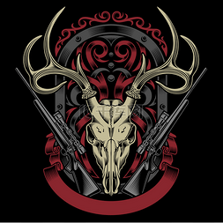 badge图片_Deer Skull With Rifle