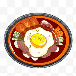 食物韩图片_红色卡通韩式年糕汤