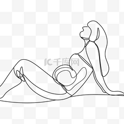 爱人轮廓图片_抽象线条画做瑜伽孕妇