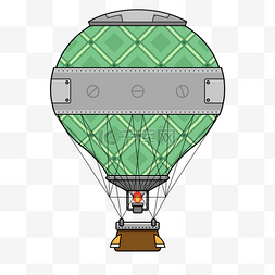 卡通绿色飞机图片_热气球蒸汽朋克卡通绿色