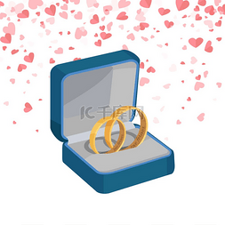 订婚戒指图片_盒子矢量珠宝物品中的两个订婚戒