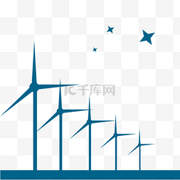 蓝色风力图片_矢量风力涡轮机