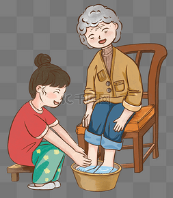 重阳节孙女给奶奶洗脚