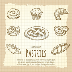 烘焙面包海报图片_烘焙产品的复古海报。