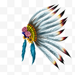 花朵装饰尖端渐变羽毛印第安美洲