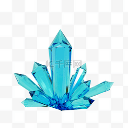 蓝色水晶宝石图片_3DC4D立体蓝色水晶石