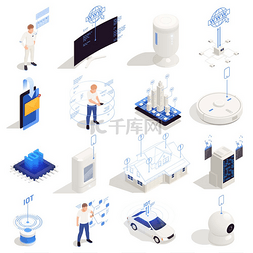 防盗监控器图片_物联网等距图标集设备支持数字全