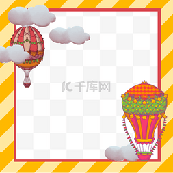 橘色热气球图片_热气球卡通正方形边框