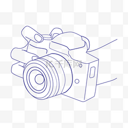 拍摄的蓝色线条手持线稿相机
