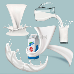 产品设计图片_全脂奶酸奶和奶油大飞溅套装，倒