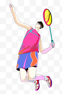 五四青年节运动图片_五四青年节少年扁平男子打羽毛球