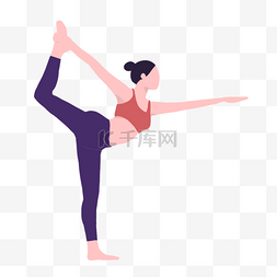 卡通瑜伽图片_做瑜伽掌握平衡的女生