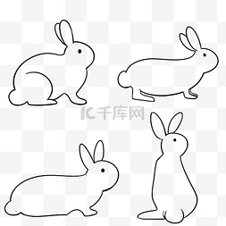 动物图片_中秋中秋节线性兔子