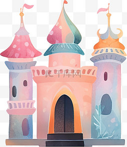 双11城堡图片_水彩卡通童话城堡