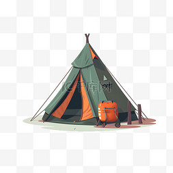 绿色户外图片_卡通简洁户外旅游帐篷