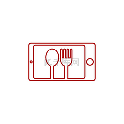 餐厅电话应用程序主题徽标模板餐