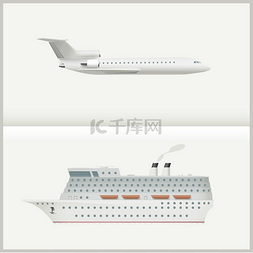 航运飞机图片_飞机和邮轮一艘大型客运游轮和一