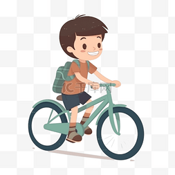 儿童图片_卡通手绘骑自行车儿童