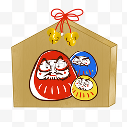 矢量圣诞老人插画图片_绘马日本新年传统风格祈福用品达