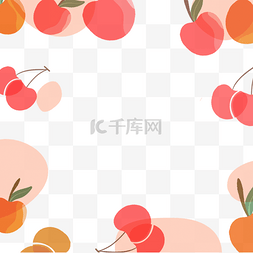 苹果边框卡通图片_美味红色樱桃和苹果水果边框
