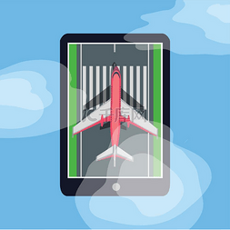 云智能图片_在智能手机跑道上的飞机。