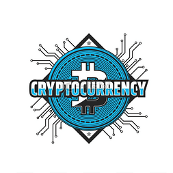 数字货币图标图片_主板轨道上带有比特币的加密货币