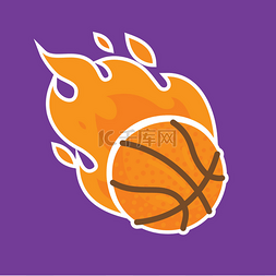 火焰游戏背景图片_篮球团队图标模板分离矢量图