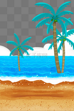 夏季清凉椰子树海水沙滩