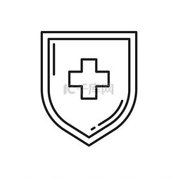 瑞士图片_带有医疗交叉隔离细线图标的防护