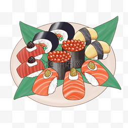金枪鱼寿司图片_卡通日本鱼生寿司拼盘