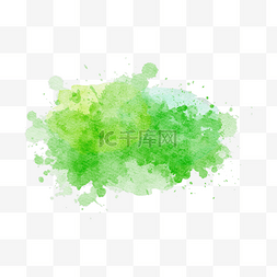 笔刷绿色墨迹叠加水彩风格