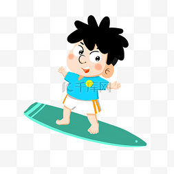夏天水上运动冲浪男孩