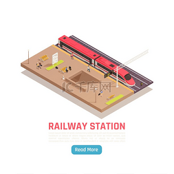 火车站等距背景高速列车站台带文