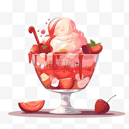 手绘夏日水果冰淇淋