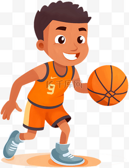 卡通男生打篮球运动