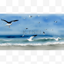 海浪海浪海鸥图片_大海上的海鸥