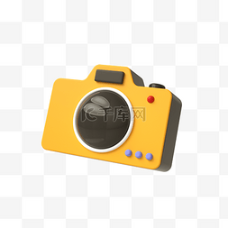3D立体C4D旅行黄色拍立得相机