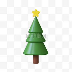 3d立体五角星图片_绿色卡通3D立体圣诞圣诞节圣诞树C