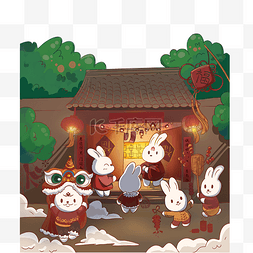 兔年除夕素材图片图片_兔年过新年春节