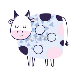 卡通cow图片_cow shapes geometric animal cartoon doodle co