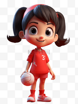 排球图片_3D立体卡通运动体育女孩排球