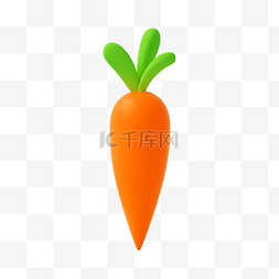橙色卡通C4D立体胡萝卜食物