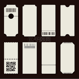 条形码矢量图片_空白票音乐会剧院或飞机上的空纸