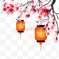 传统文化图图片_梅花灯笼节日边框