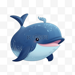 卡通可爱手绘动物小动物元素海豚