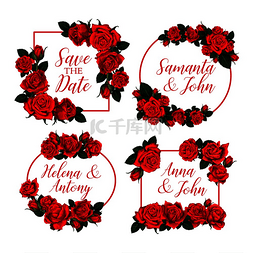 保存红玫瑰花的日期花框用于订婚