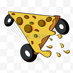 披萨创意小车卡通插画