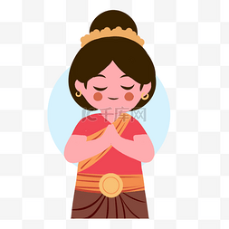 卡通祈祷图片_柬埔寨新年闭眼祈祷的女孩